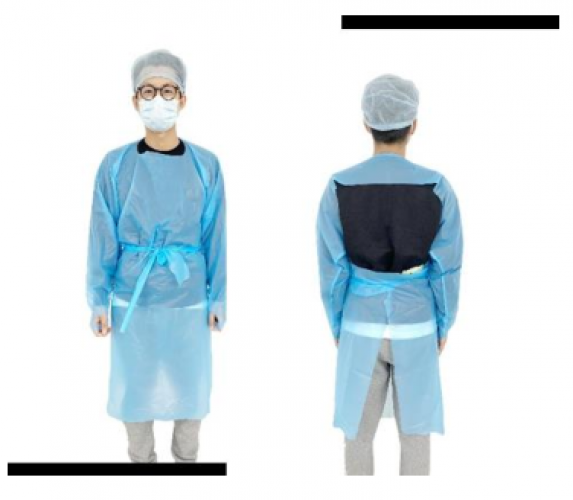 Blue CPE isolation gown 28g thumb loop